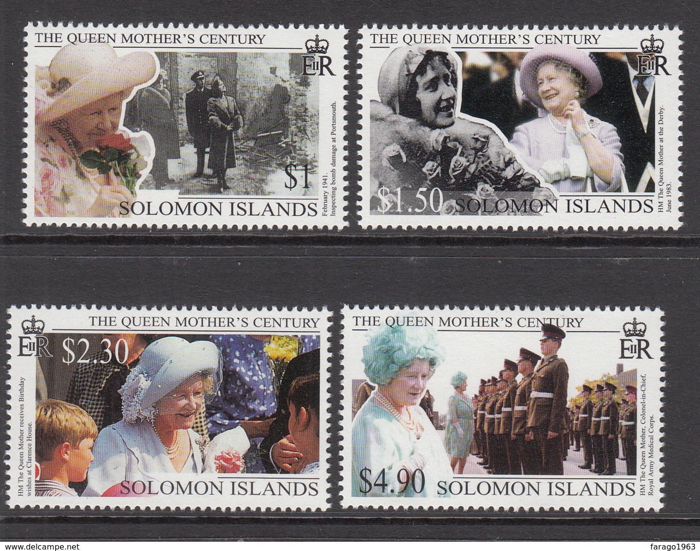 1999 Solomon Islands  Queen Mother’s Centenary Set Of 4 MNH - Isole Salomone (1978-...)