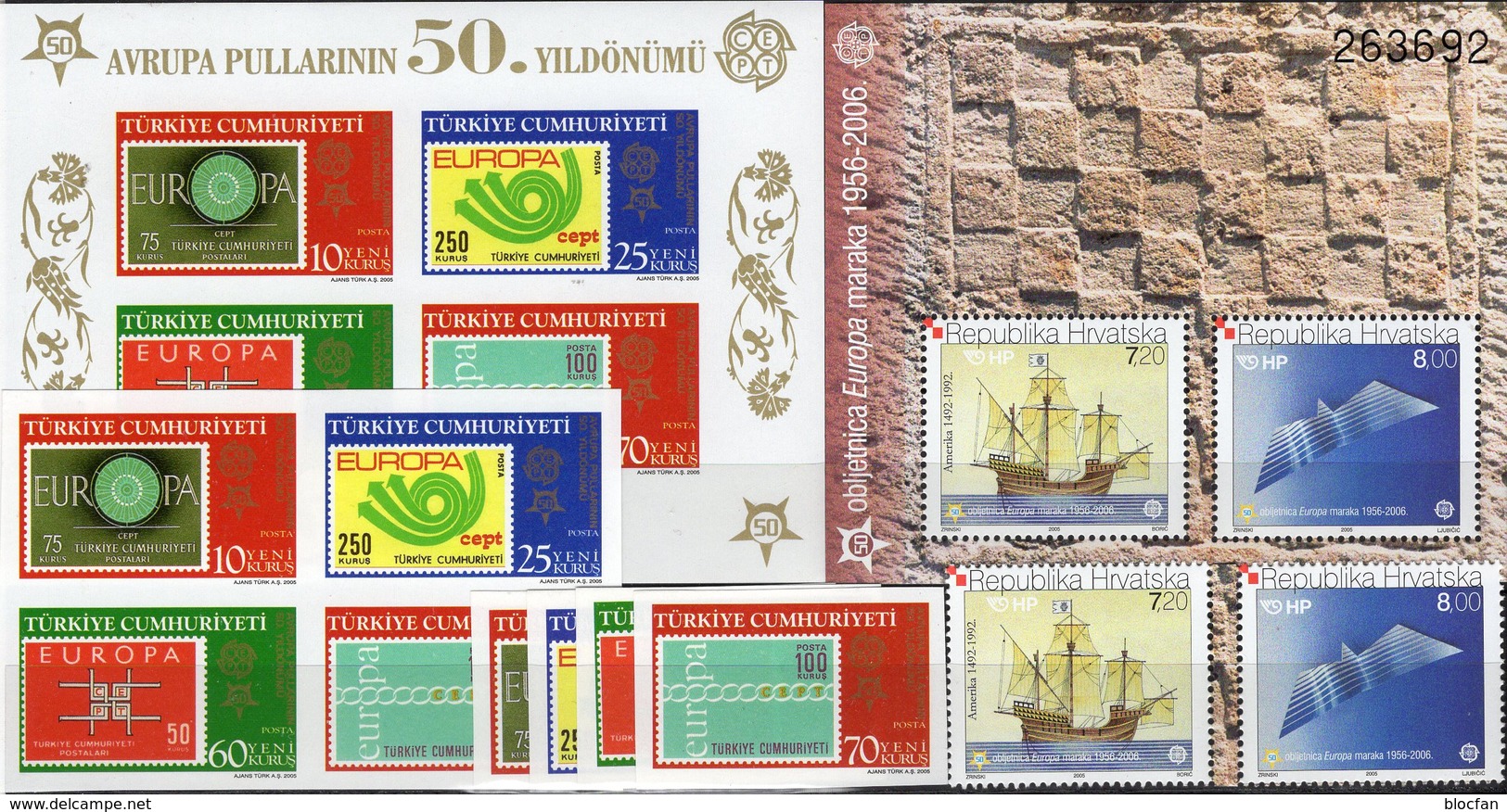 EUROPA 2006 Türkei 3491/4,VB,Bl.58,Croatia ZS+Block 27 ** 125€ Hojita Ss Stamps On Stamp Blocs/sheets 50 Years CEPT - Sammlungen