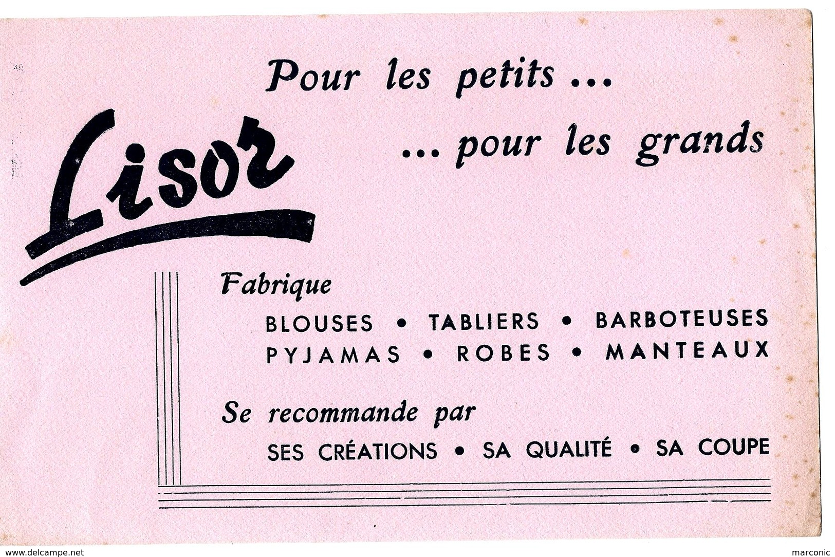 Buvard - LISOR Pour Les Petits, Pour Les Grands , LISOR Fabrique Blouses, Tabliers, Barboteuses ... - Enfants