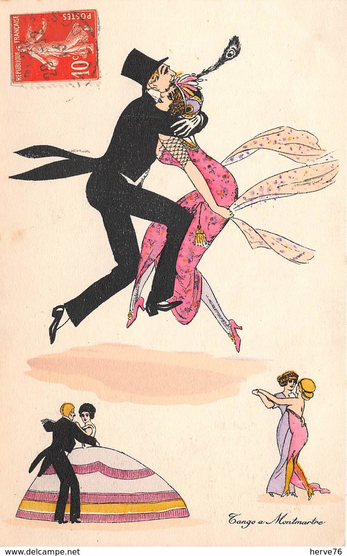 CPA Fantaisie - Illustrateur SAGER Xavier - Couples - Danse - Le Tango à Montmartre - Sager, Xavier