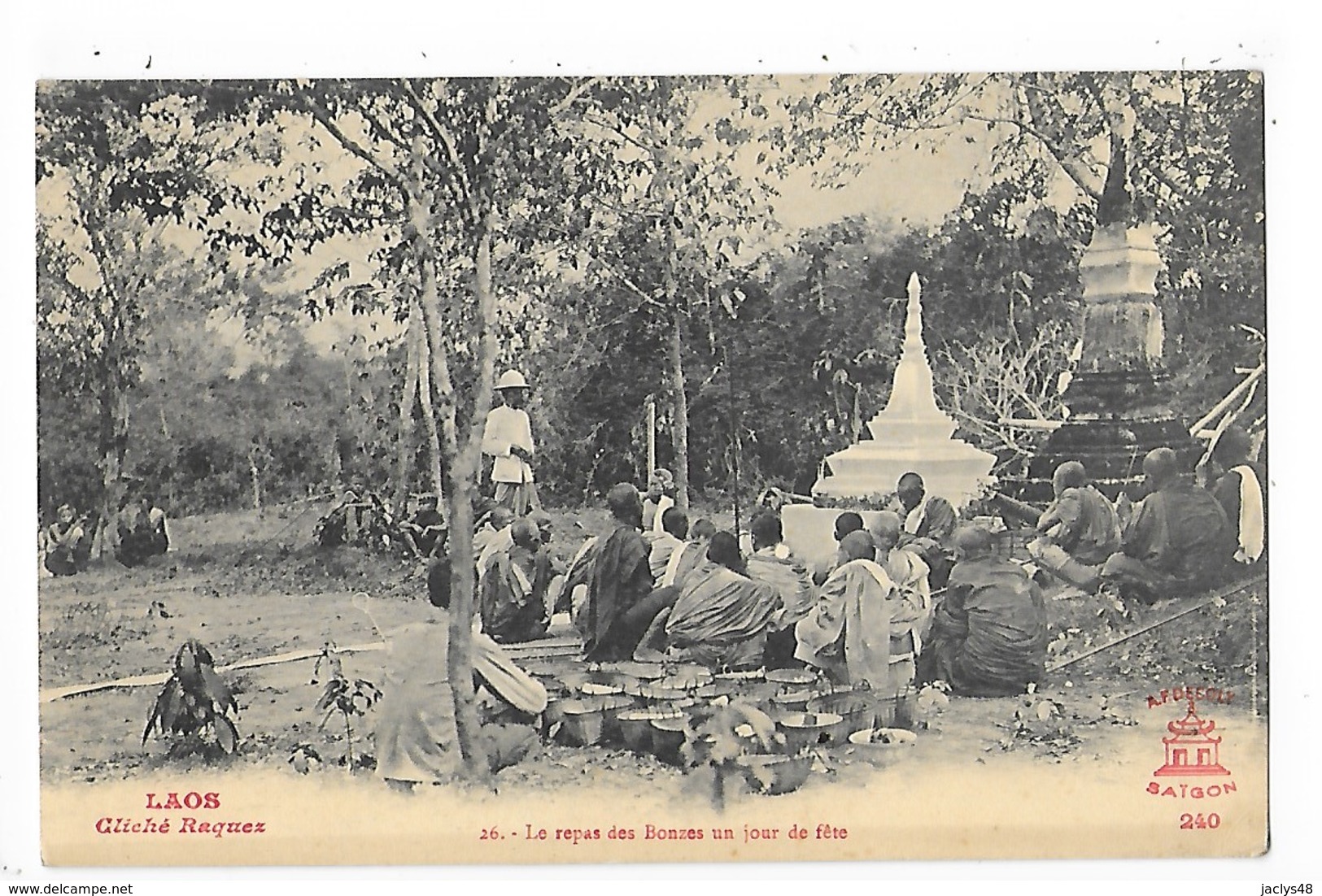 LAOS -  Le Repas Des Bonzes Un Jour De Fête     ##  RARE  ##    -   L 1 - Laos