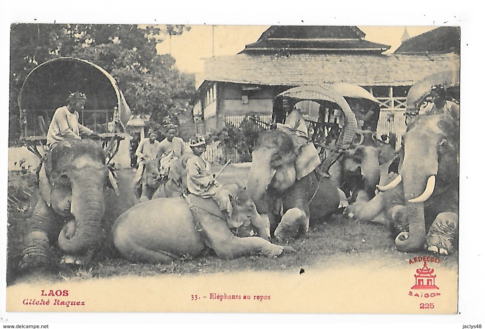 LAOS -  Eléphants Au Repos)     ##  RARE  ##    -   L 1 - Laos