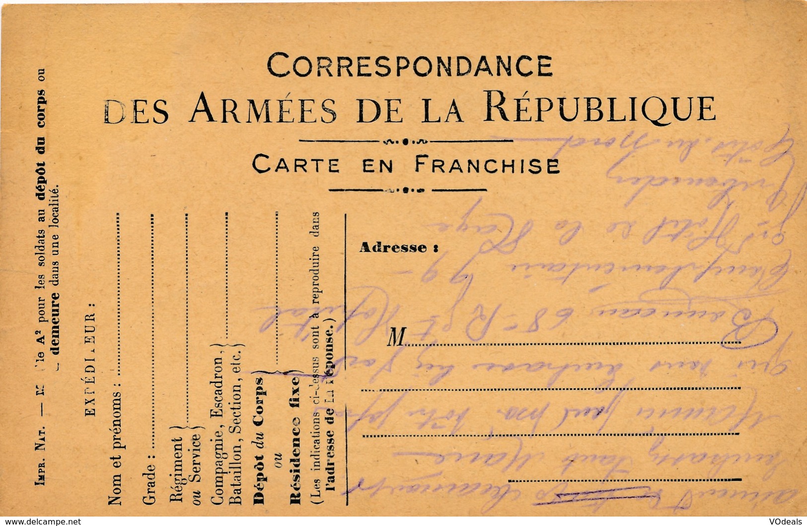 CPA - Themes - Militaria - France -  Correspondance Des Armée De La République - 1916 - Autres & Non Classés