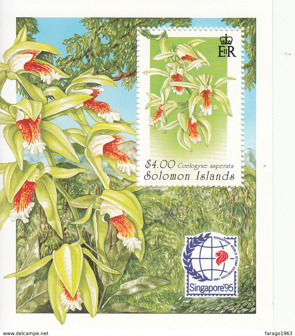 1995 Solomon Islands Orchids Singapore ’95 Souvenir Sheet Of 1 MNH - Solomon Islands (1978-...)