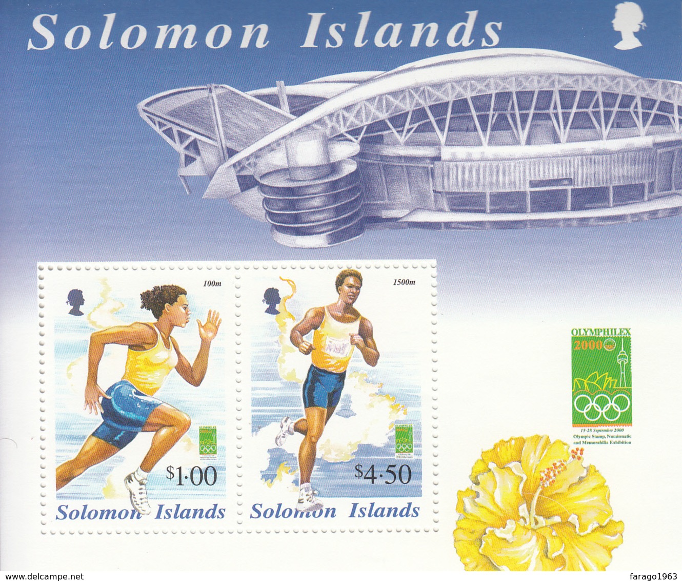 2000 Solomon Islands Sydney Olympics Runners Souvenir Sheet Of 2 MNH - Salomoninseln (Salomonen 1978-...)