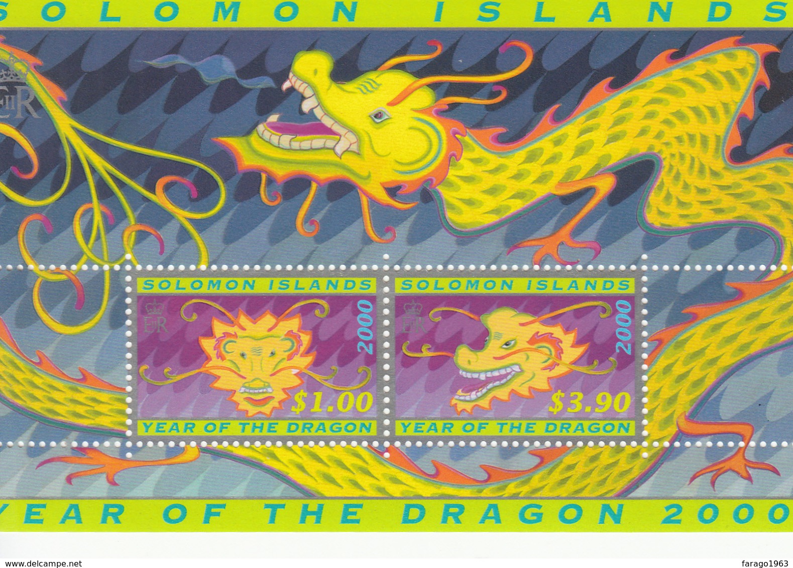 2000 Solomon Islands Year Of The Dragon  Souvenir Sheet Of 2 MNH - Salomoninseln (Salomonen 1978-...)