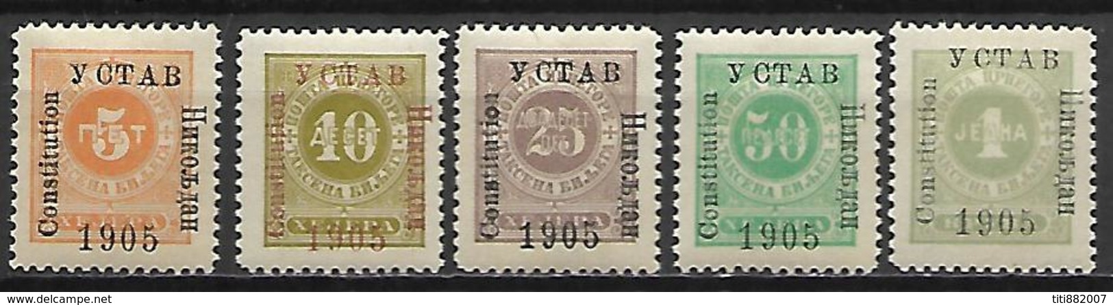 MONTENEGRO    -    Timbres - Taxe   -   1905.    Y&T N° 14 à 18 * .  Série Complète - Montenegro