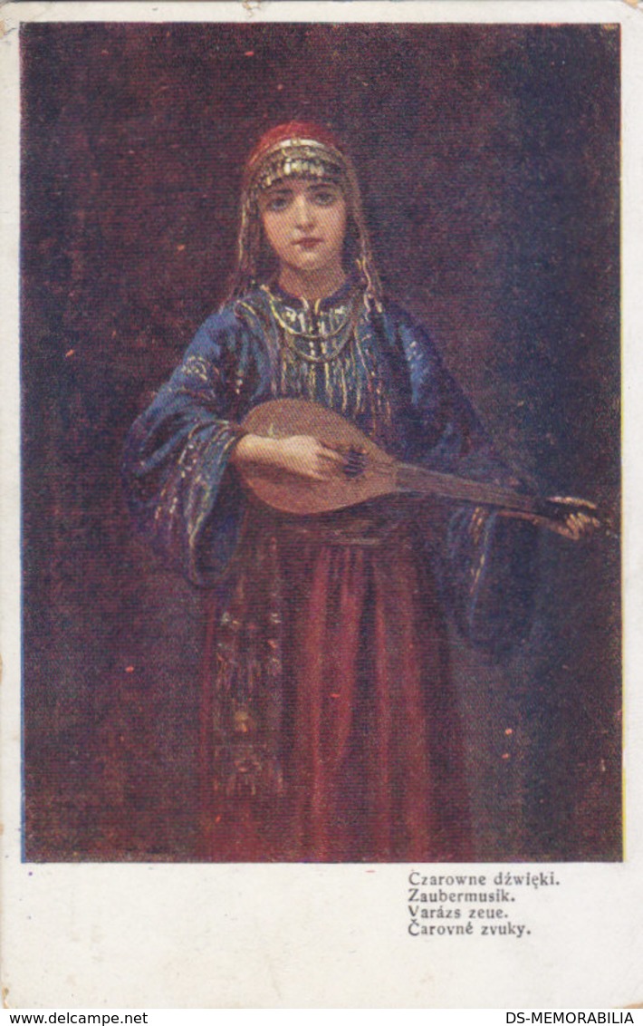 Poland Polish Girl W Mandoline Music , Kunstwerlag Pocztowka Krakau Krakow 1917 - Musica E Musicisti