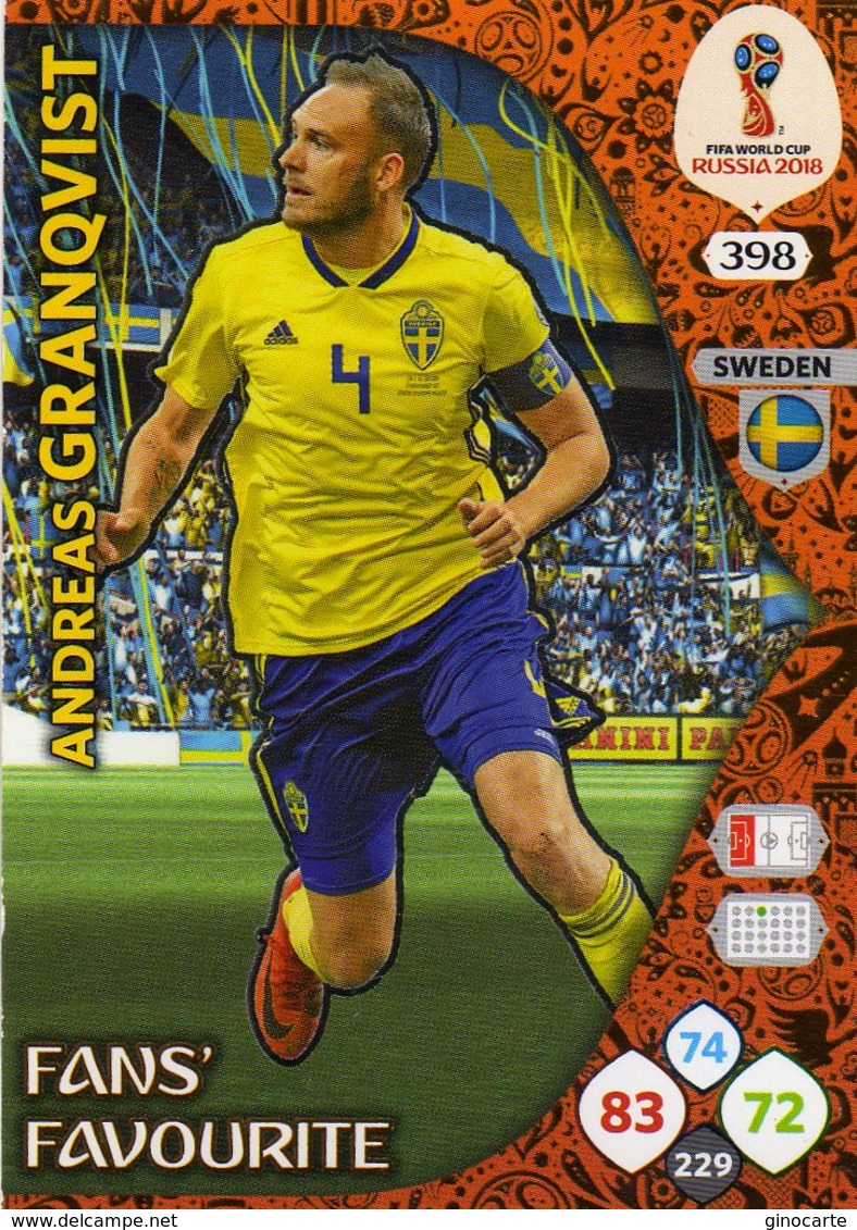 Vignette Panini Football Fifa World 2018 Russia Adrenalyn Xl N° 398 Andreas Granqvist - Other & Unclassified