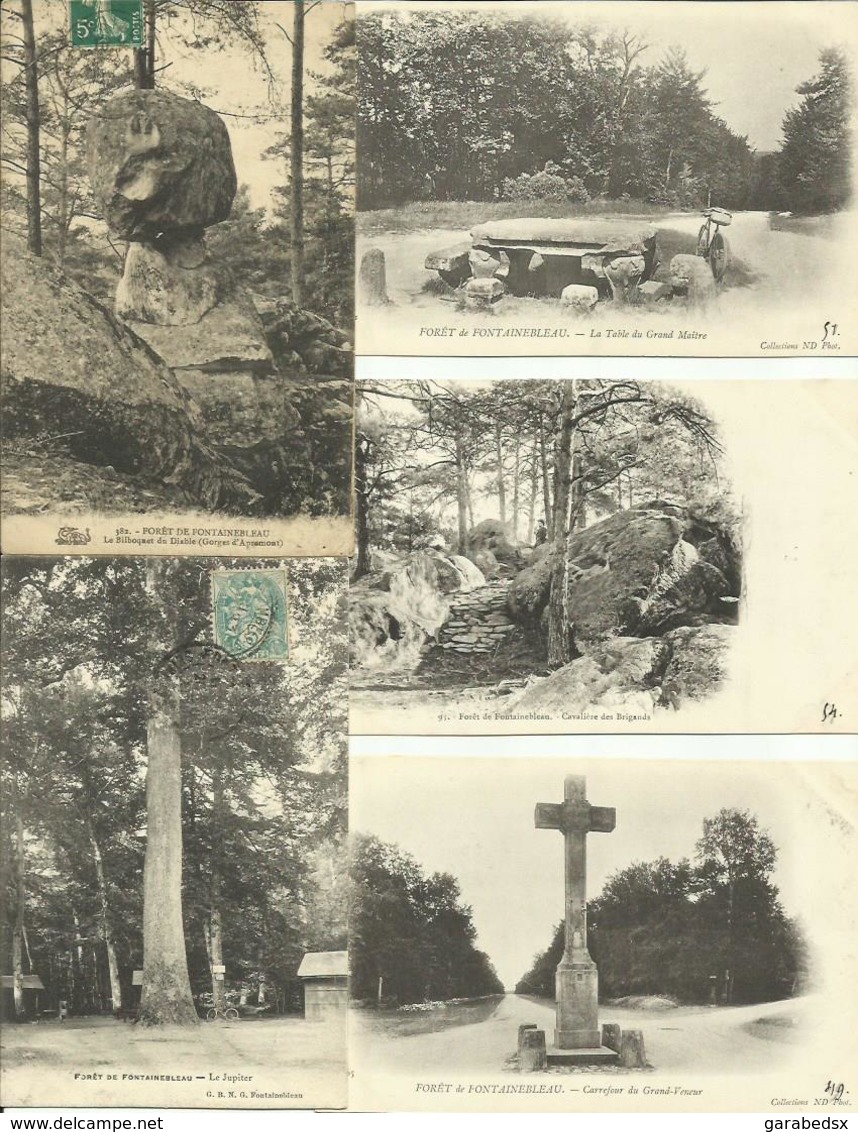 LOT DE 90 CARTES POSTALES ANCIENNES DE LA FORÊT DE FONTAINEBLEAU (77). - Fontainebleau