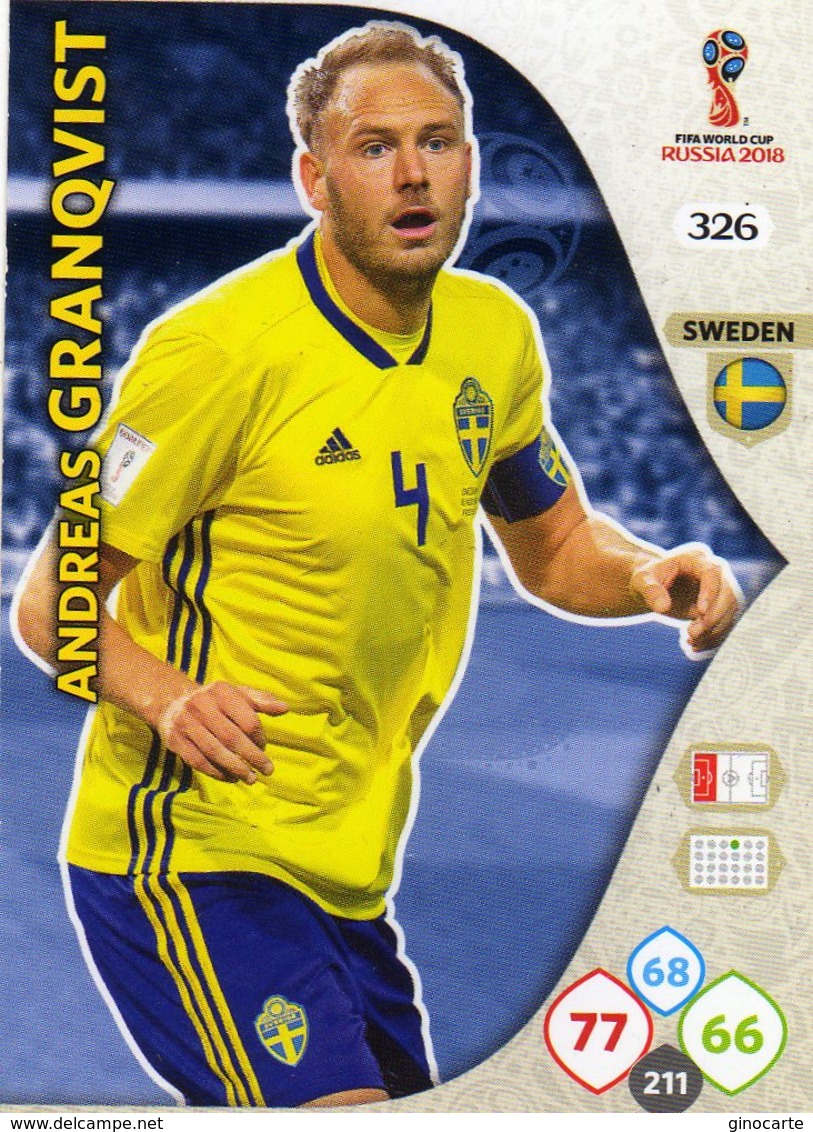 Vignette Panini Football Fifa World 2018 Russia Adrenalyn Xl N° 326 Andreas Granqvist - Autres & Non Classés