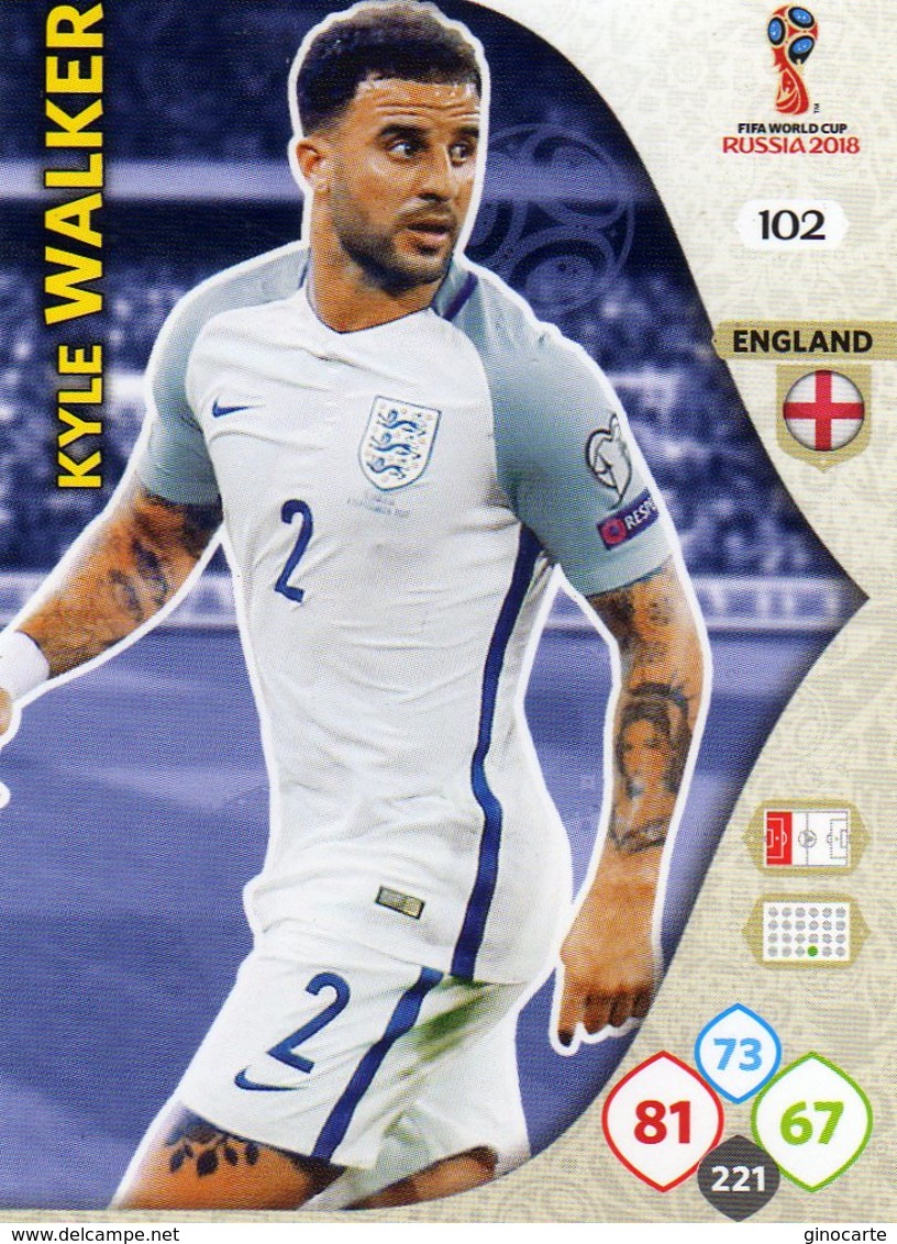 Vignette Panini Football Fifa World 2018 Russia Adrenalyn Xl N° 102 Kyle Walker - Other & Unclassified