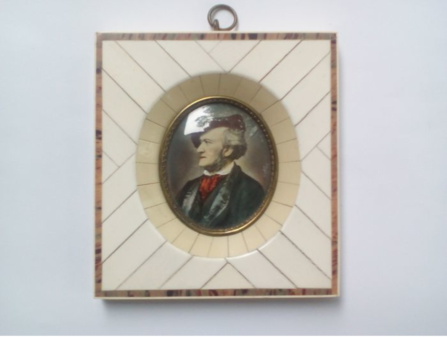 Tres Beau Portrait Miniature Main - Richard Wagner - Carde Incrusté D Ivoire - Other & Unclassified