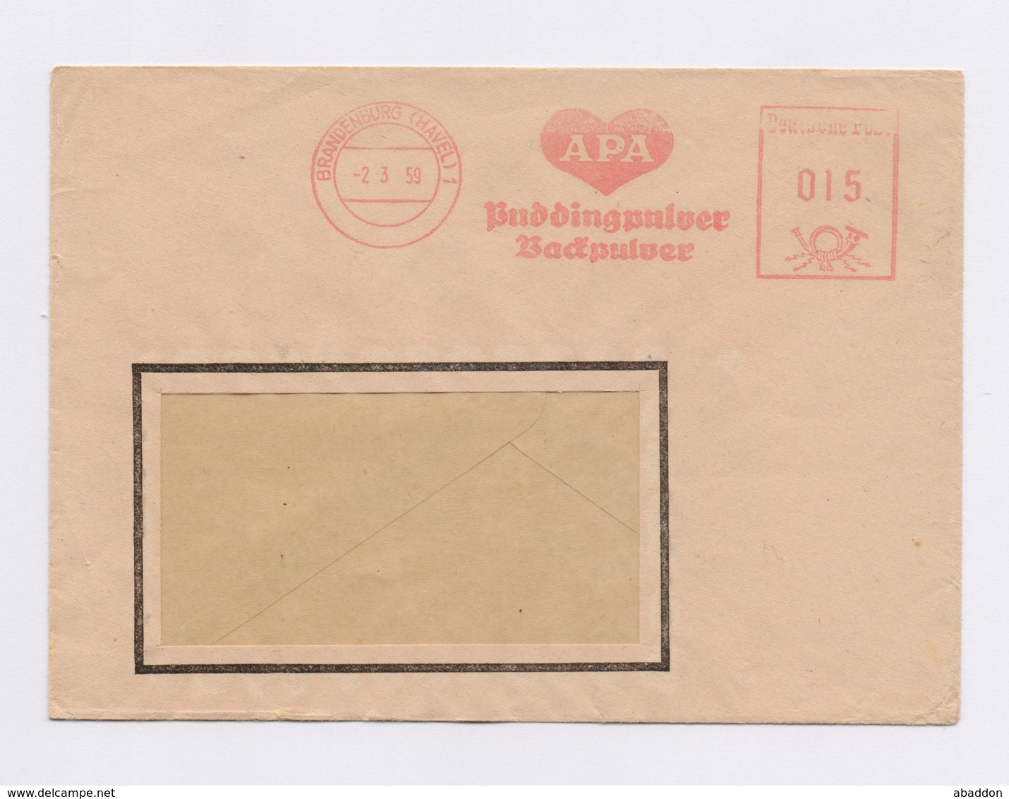 DDR AFS - BRANDENBURG (HAVEL), APA Puddingpulver, Backpulver Auf Firmenbrief 1959 - Maschinenstempel (EMA)