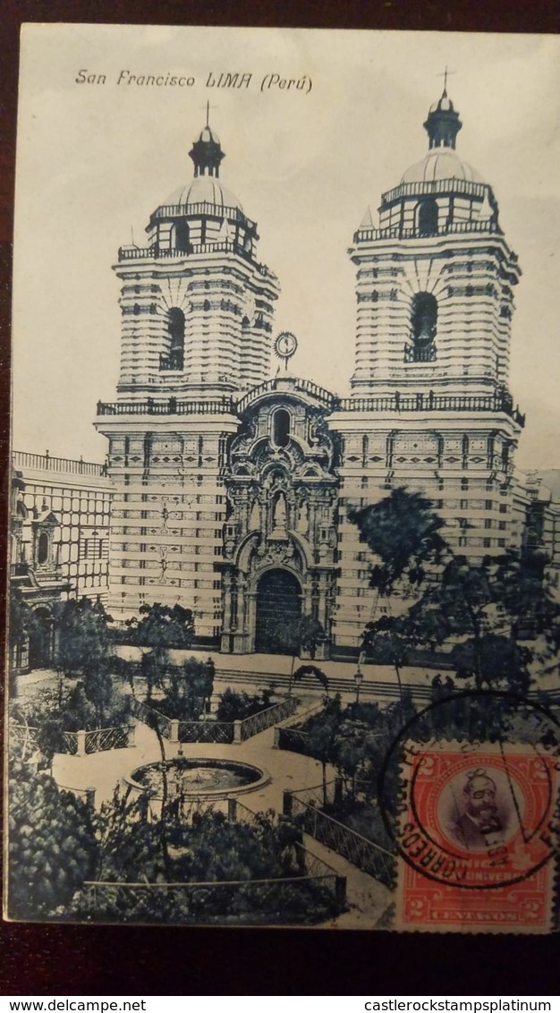 O) 1909 PERU, BASILICA OF SAN FRANCISCO, BAROQUE ARCHITECTURE FROM 1674- UNESCO WORLD HERITAGE, STAMP ADMIRAL GRAU SCT 1 - Peru