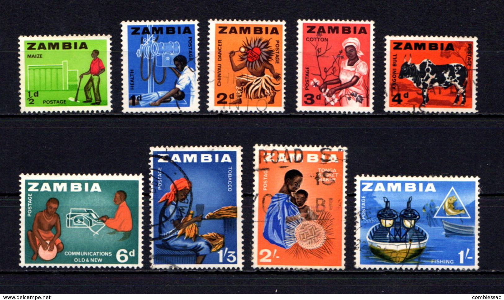 ZAMBIA    1964    Various  Designs     Short  Set  Of  9   ( No 9d )  USED - Zambia (1965-...)
