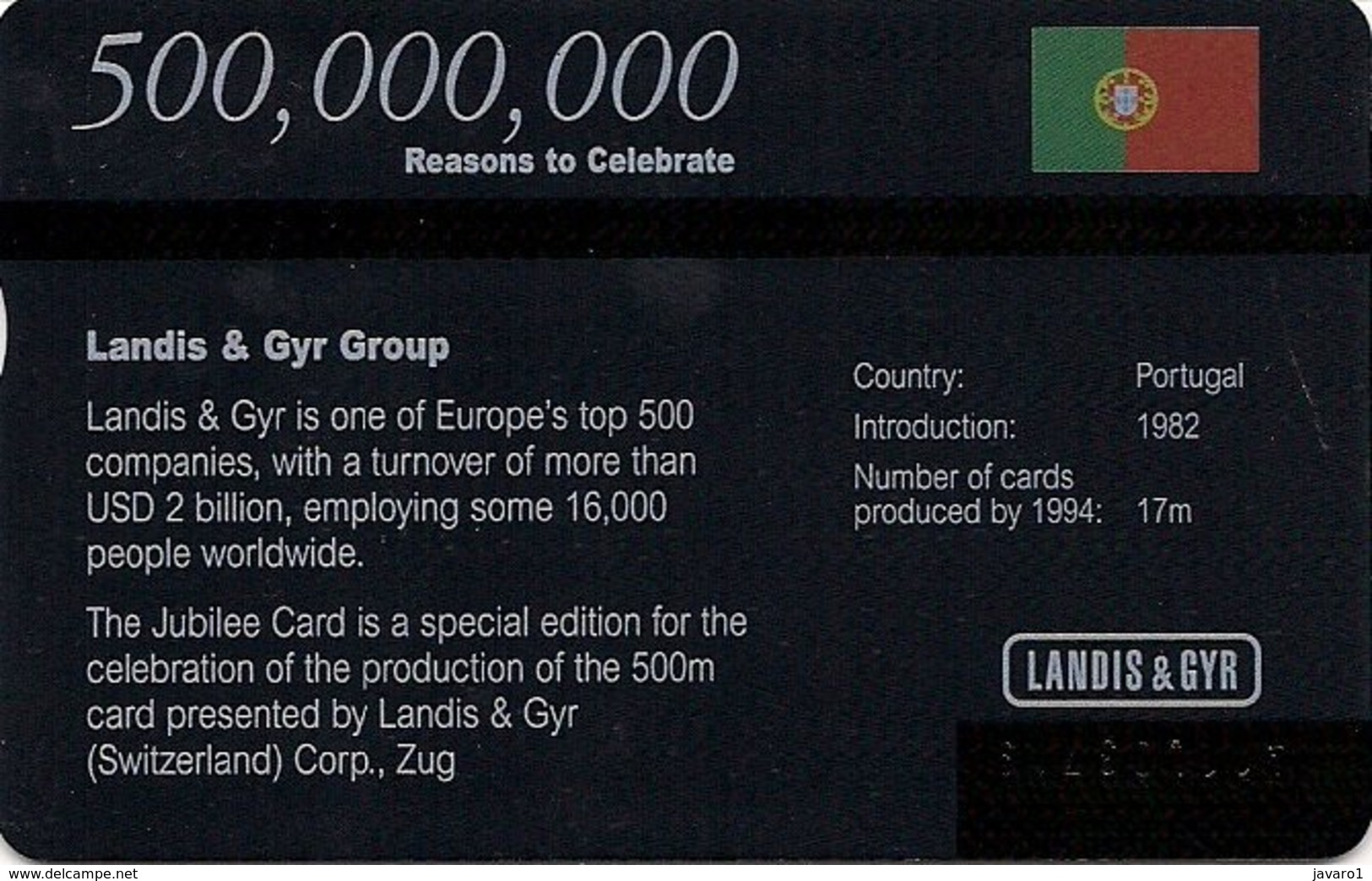 LANDIS & GYR 500,000,000 CARDS / MINT /  Cartoes Telefonicos De Portugal PTo5 - Portugal