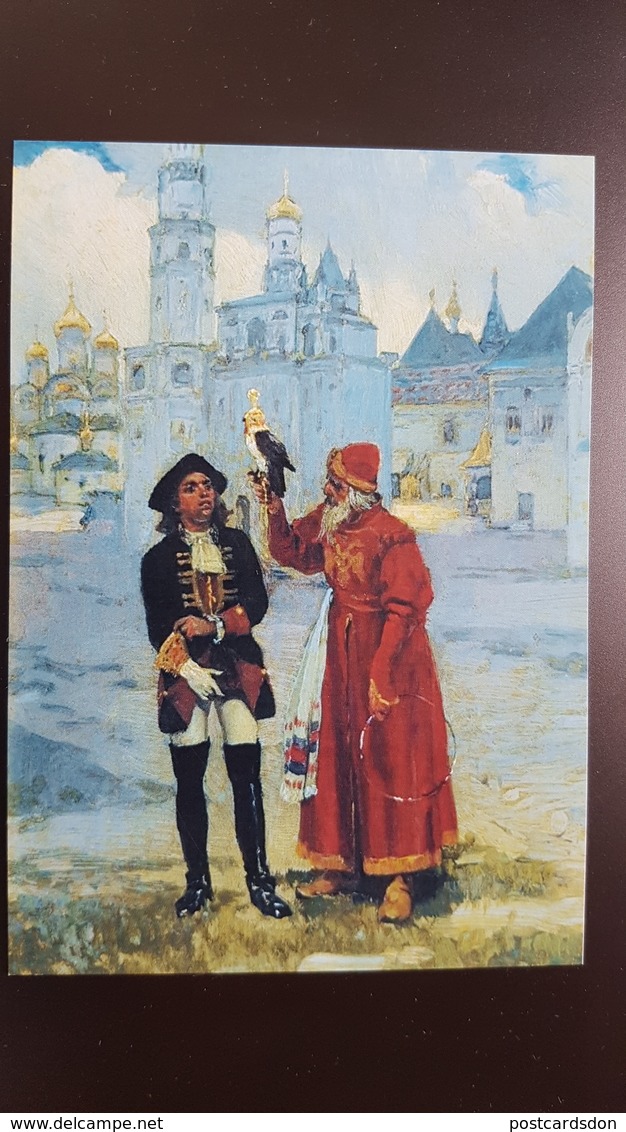 Modern Ukrainian Postcard "Falconry. FAUCON HUNTING" -   Falco HALCONEROS / FAUCONNIER / FALCONER - Vogels