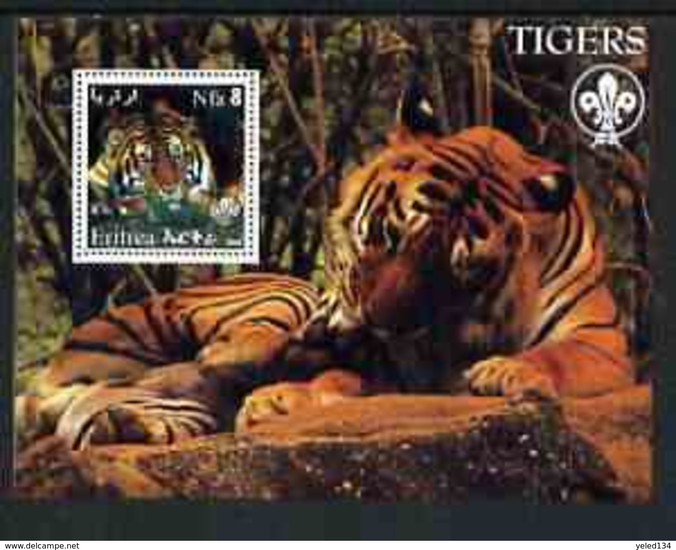 ERITREA   372 MINT NEVER HINGED MINI SHEET OF WILDLIFE & ANIMALS ;BIG CATS - Fantasy Labels