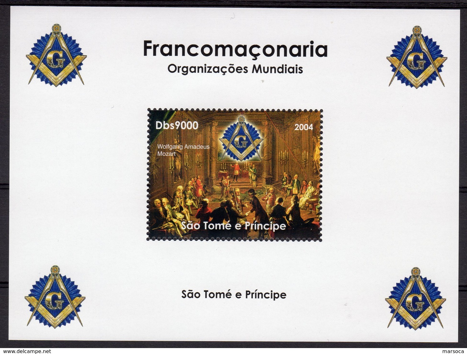 Sào Tomé & Principe Francomaçonaria MOZART MASSONERIA FREEMASONRY LODGE MASONIC  Franc-maçonnerie MNH Mint ** - Franc-Maçonnerie