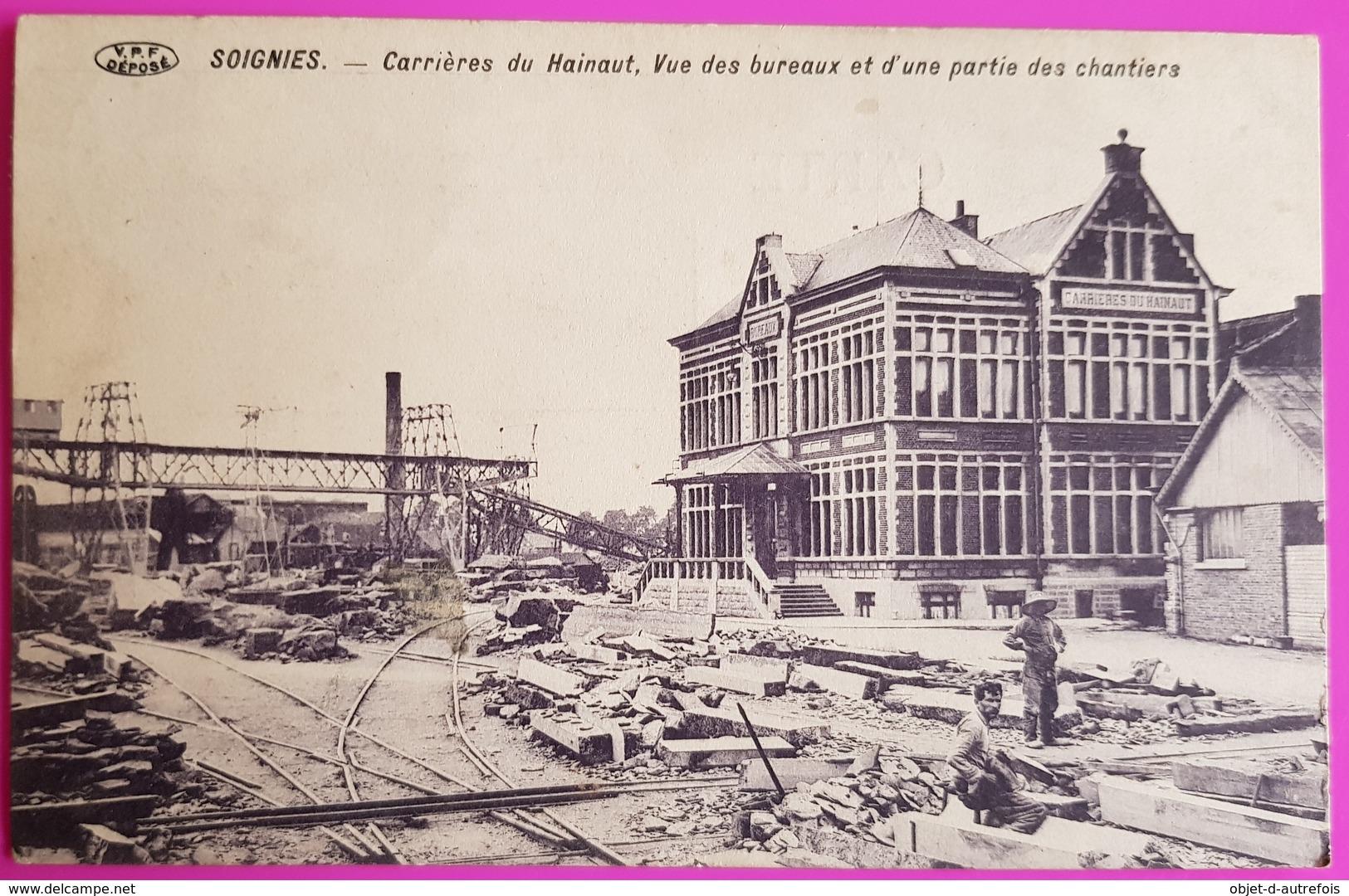 Cpa Soignies Carrières Du Hainaut Vue Des Bureaux Et D'une Partie Des Chantiers 1912 Carte Postale Belgique Rare - Soignies