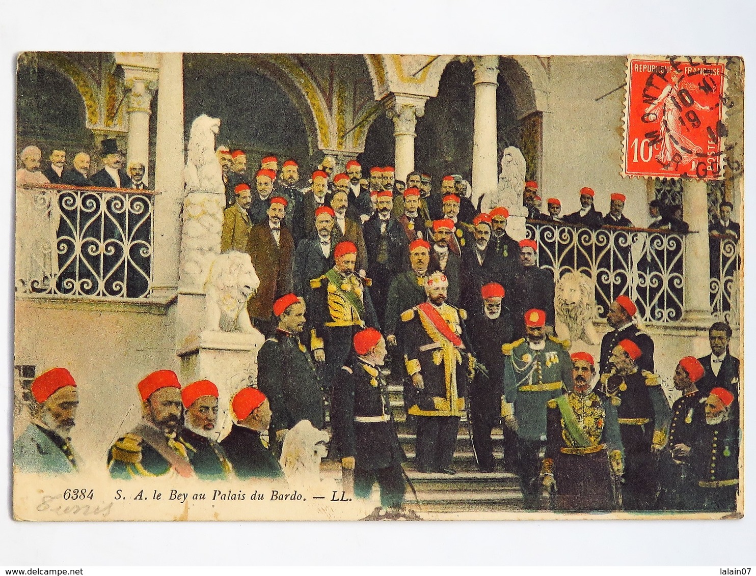 Carte Postale : TUNISIE : S. A. Le Bey Au Palais Du Bardo, Timbre En 1914 - Tunisie