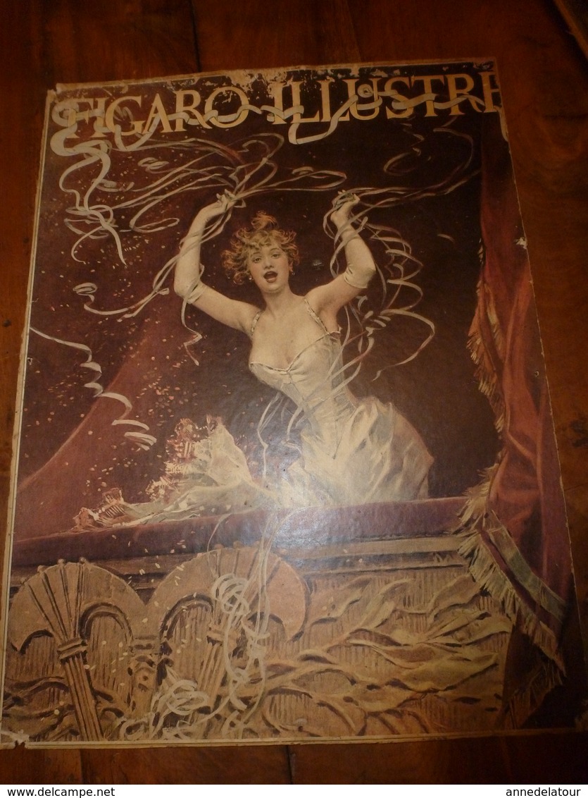 édit. Origine 1894 Rare Plaque Publicitaire Du FIGARO ILLUSTRÉ 52cm X 32cm :Litho: Jeune Femme Au Balcon ,signé ?? - Plaques En Carton