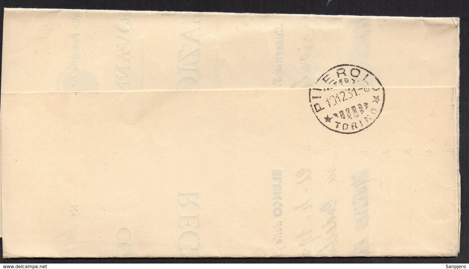ITALY ITALIA ITALIEN 1931. Postal History Envelope Use By The Municipality LUSERNA S. GIOVANNI VILLAFRANCA - Sonstige & Ohne Zuordnung
