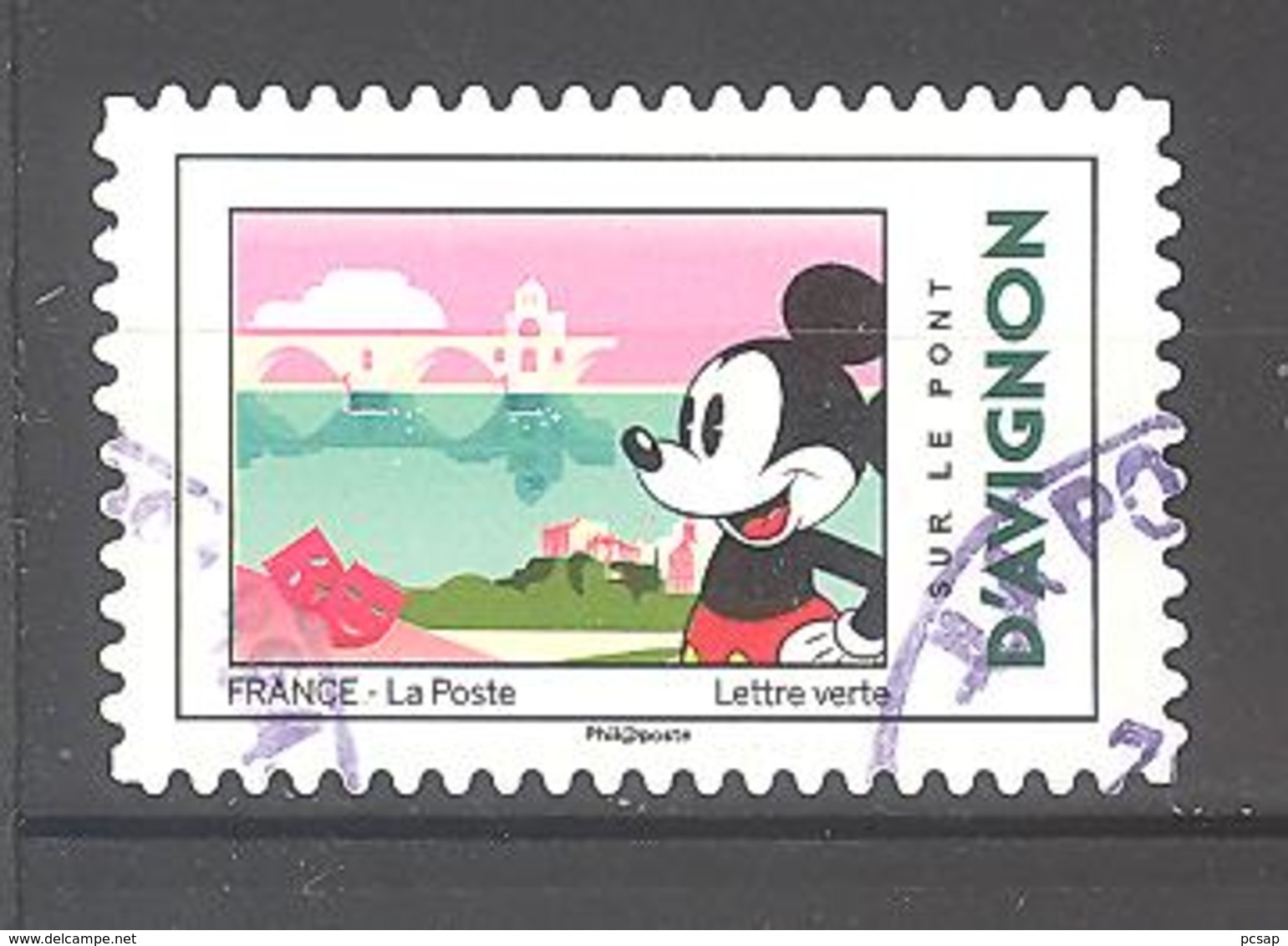 France Autoadhésif Oblitéré N°1585 (Mickey Et La France : à Avignon) (cachet Rond) - Oblitérés