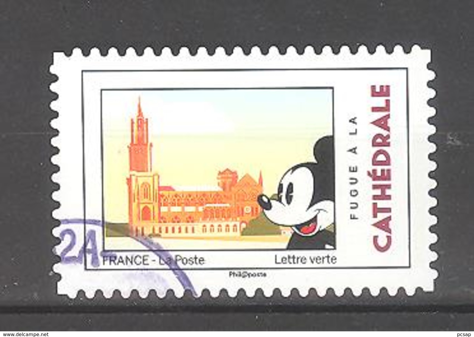 France Autoadhésif Oblitéré N°1593 (Mickey Et La France : Cathédrale) (cachet Rond) - Oblitérés