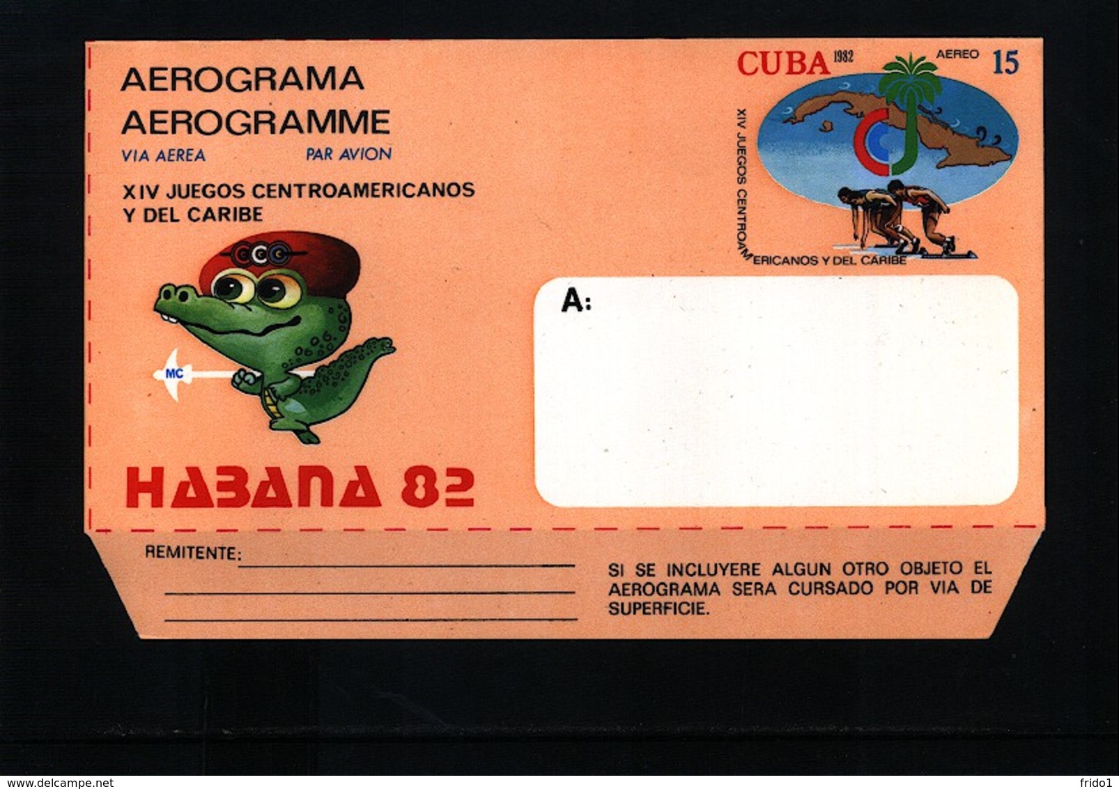 Cuba 1982 Central America Games Aerogramme - Lettres & Documents