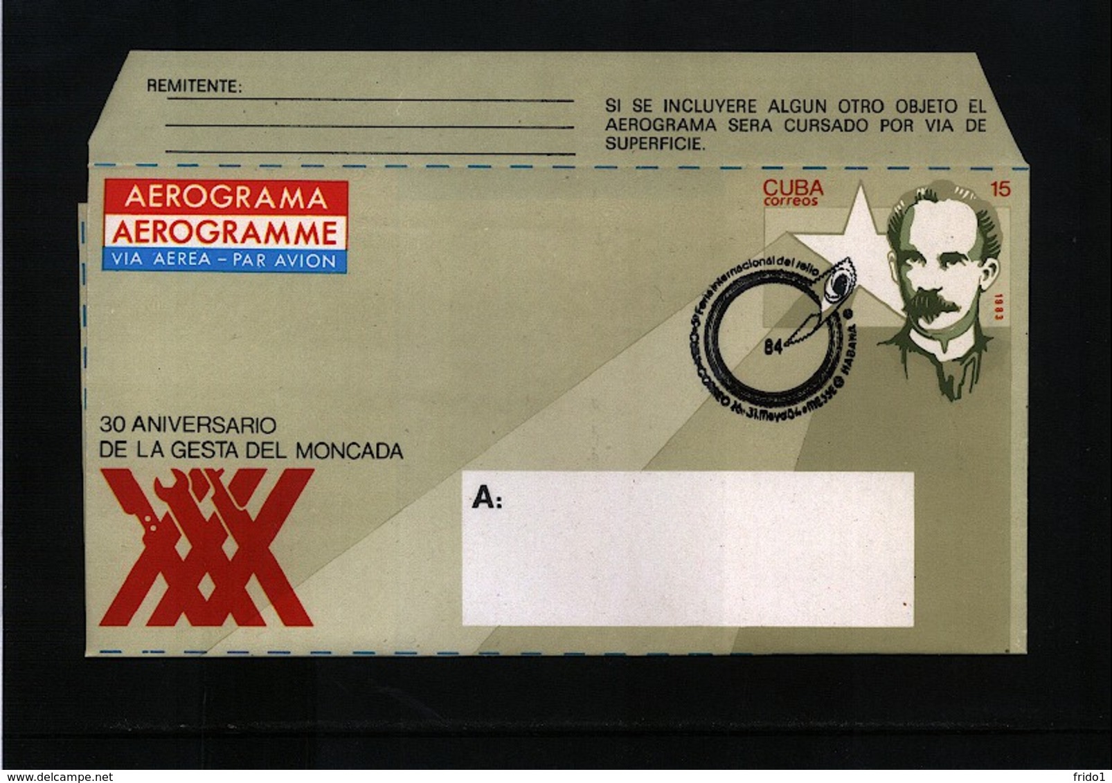Cuba 1983 Interesting Aerogramme With Postmark - Brieven En Documenten