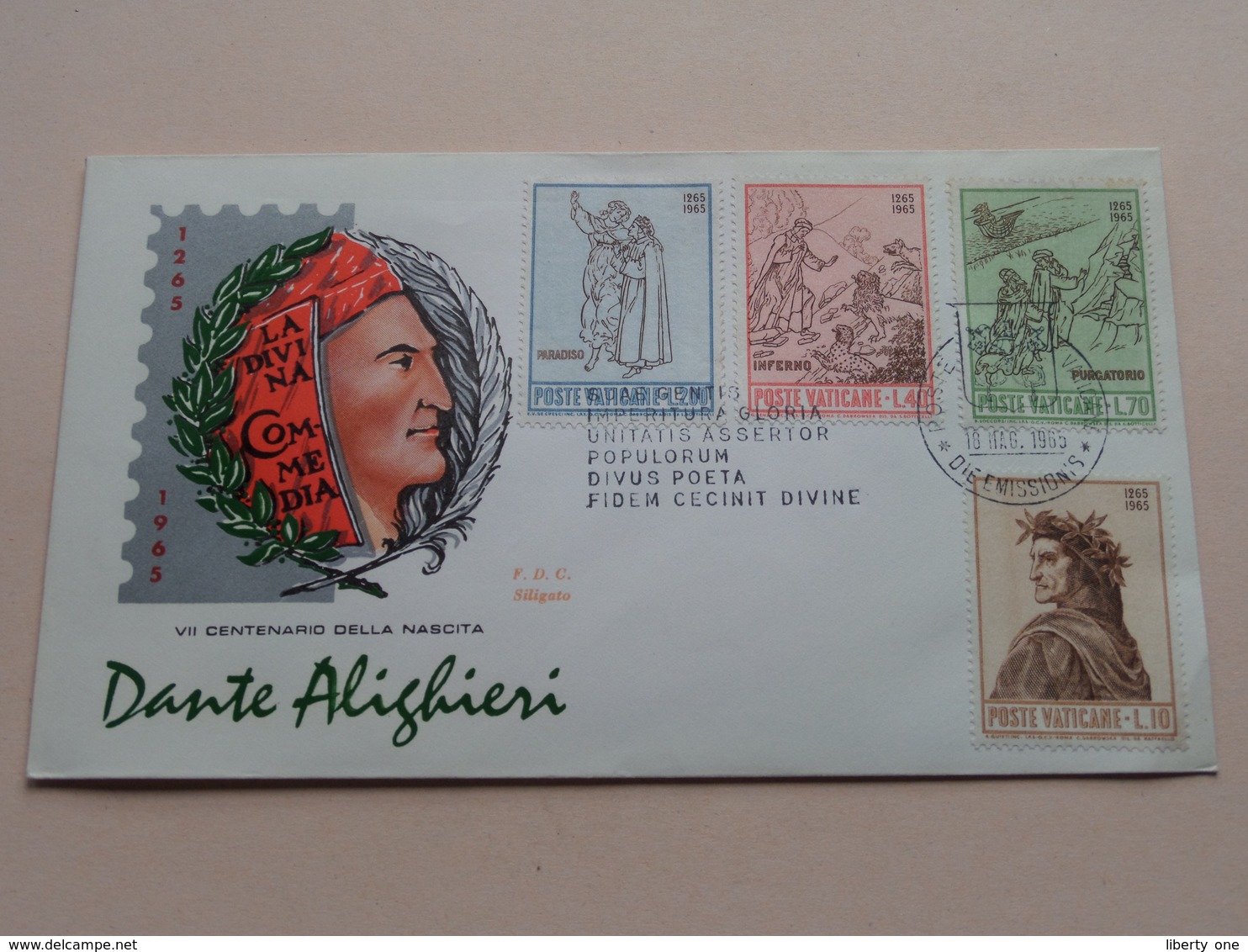 DANTE ALIGHIERI - CITA DEL VATICANO 15 Mag 1965  ( Zie/voir Photo SVP ) FDC Siligato ! - FDC