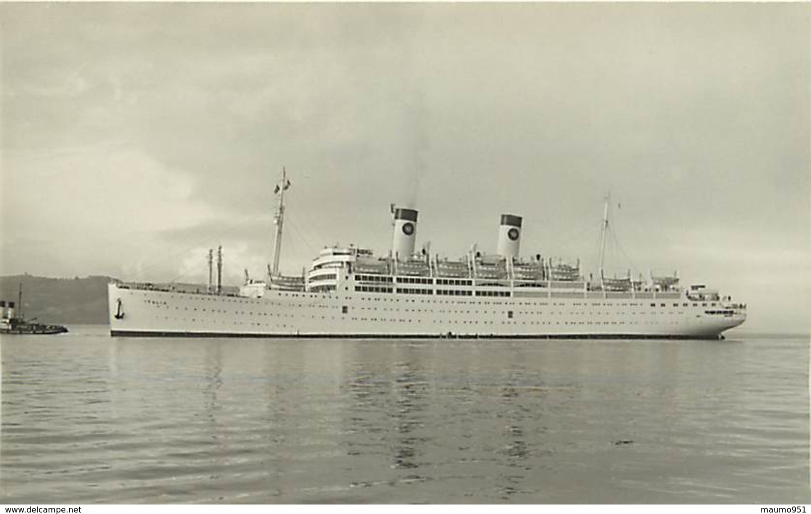 PHOTO BATEAU DE PAQUEBOT. LE ITALIA DE 1928 CATEGORIE 16777T  PREFIXE M.V . FORMAT CARTE POSTALE N° B 503 - Bateaux