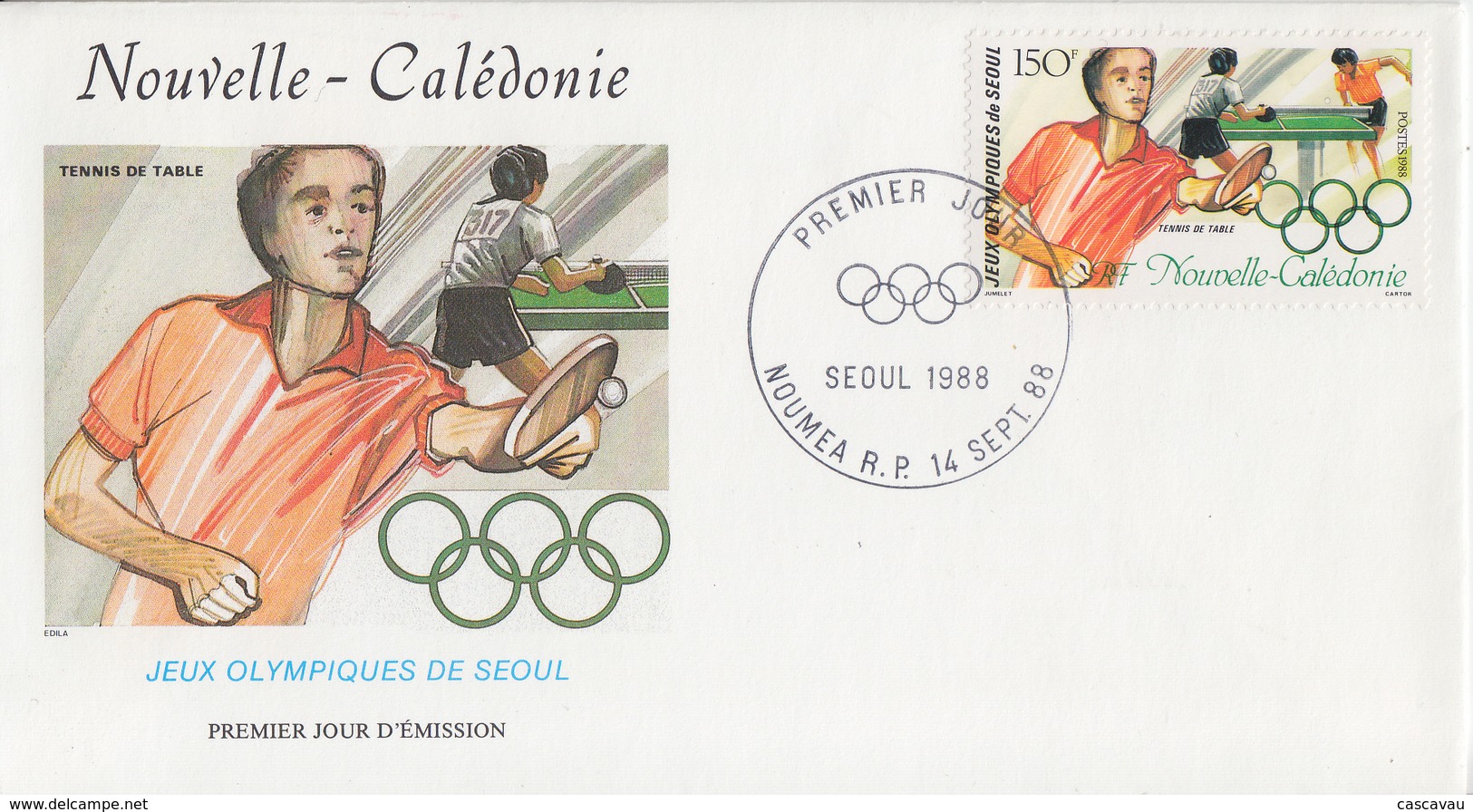 Enveloppe  FDC  1er  Jour    NOUVELLE  CALEDONIE     JEUX   OLYMPIQUES     SEOUL    1988 - FDC