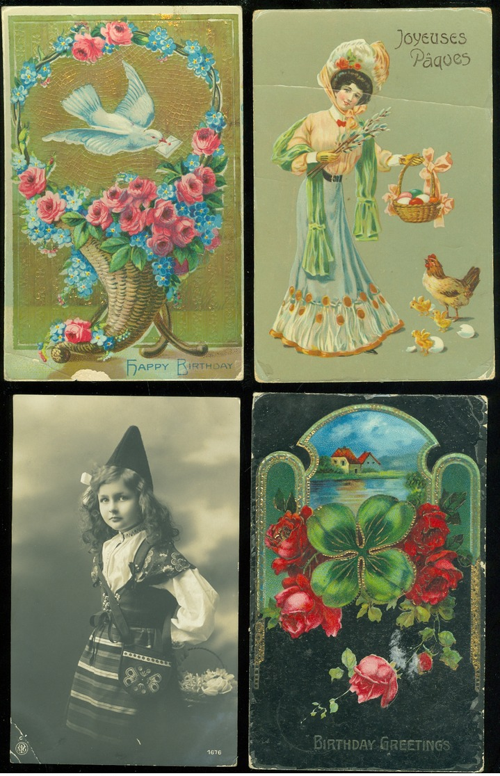 Beau lot de 60 cartes postales de fantaisie   Mooi lot 60 postkaarten van fantasie -  60 scans