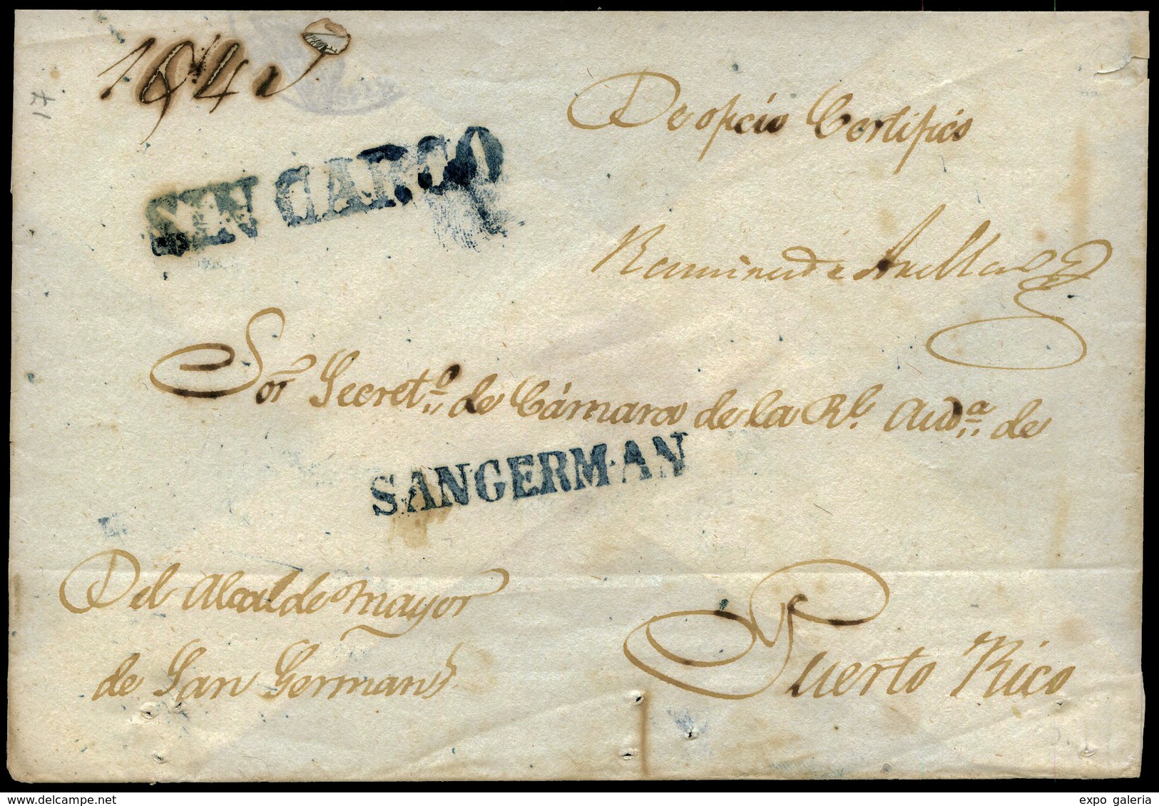 PE 1A+3A PUERTO RICO. San Germán. Carta Cda De San German A Puerto - ...-1850 Voorfilatelie