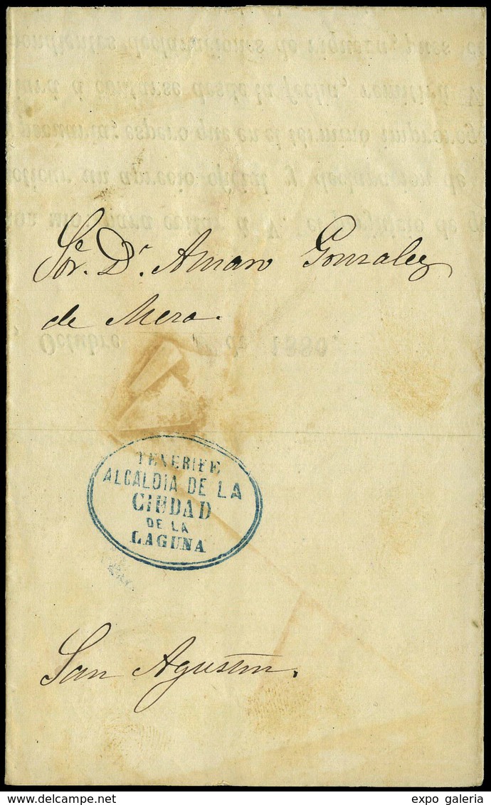 1880. Carta Cda De La Laguna (Canarias) A San Agustin, Con Marca Franquicia - Ungebraucht