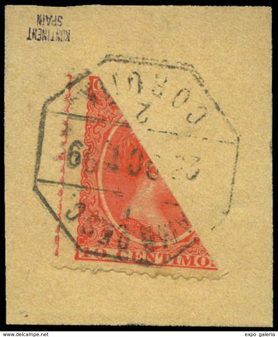 Ed.  218 Fragmento. Sello Bisectado (no Reseñado) Marquillado. - Unused Stamps