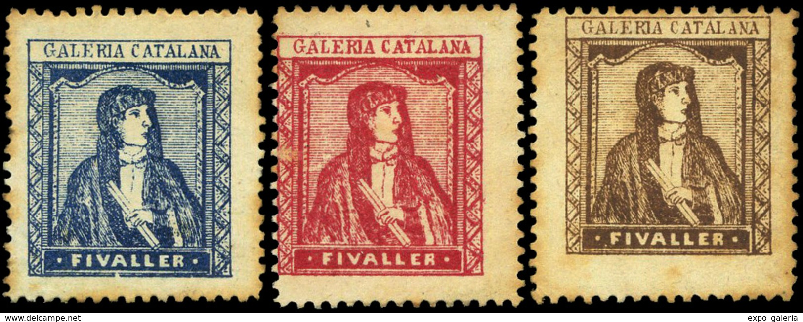 ** S/Cat. 3 Valores. “Galeria Catalana. Fivaller” Raro. - Sonstige & Ohne Zuordnung