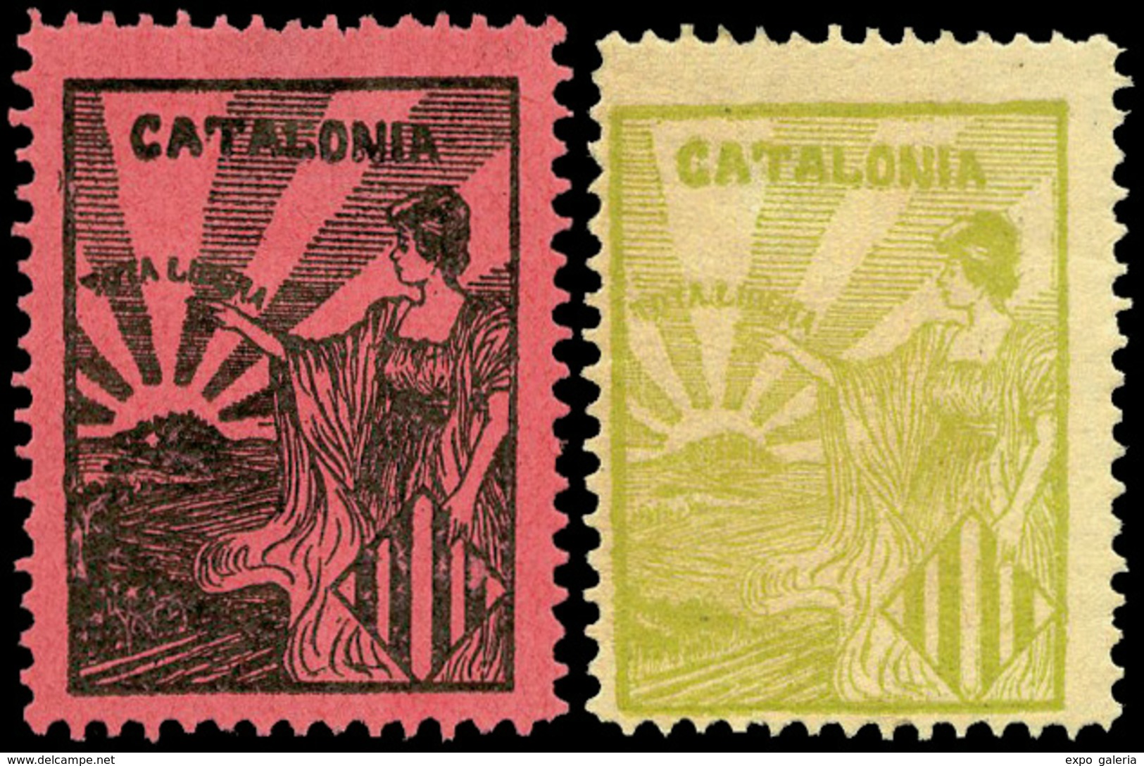 ** S/Cat. 6 Valores. “Catalunya (señora De Pie A La Derecha)” - Andere & Zonder Classificatie