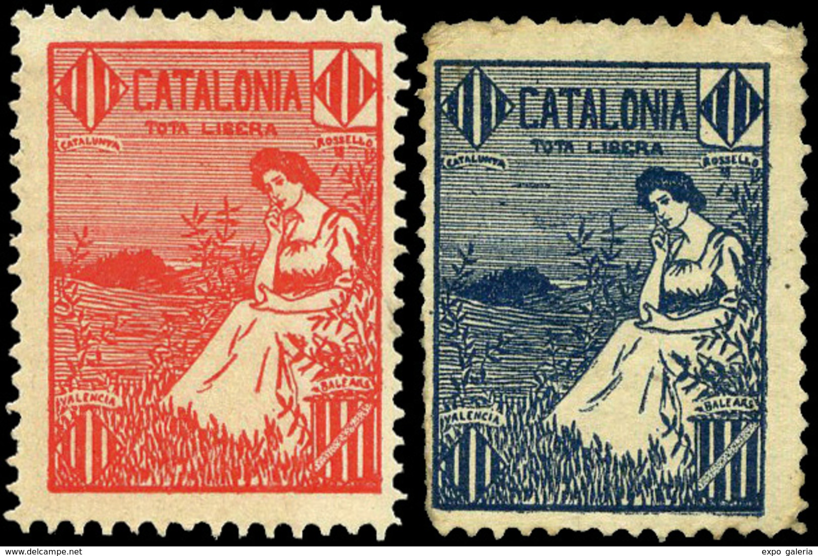 ** S/Cat. 10 Valores “Catalonia-Tota Libera-Catalunya-Roselló-Valencia-Balears” - Sonstige & Ohne Zuordnung