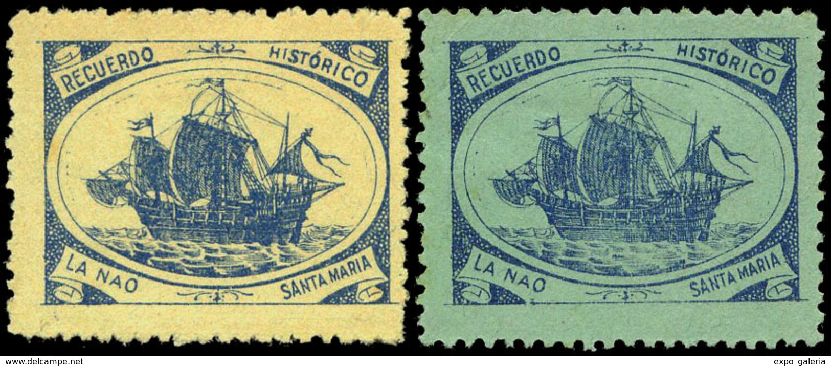 ** S/Cat. 4 Valores. “Recuerdo Histórico. La Nao Santa Maria” - Autres & Non Classés