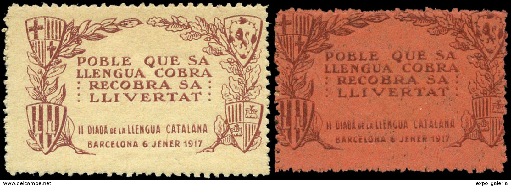 ** S/Cat. 2 Valores. “II Diada De La Llengua Catalana-1917” Raro - Andere & Zonder Classificatie