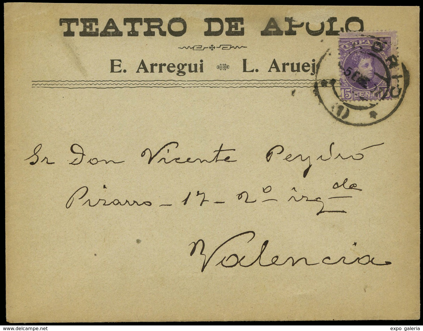 Ed.  246 - 1902. Carta Cda De Madrid A Valencia Con Publicidad Ilustrada En Anverso Y Reverso - Ungebraucht