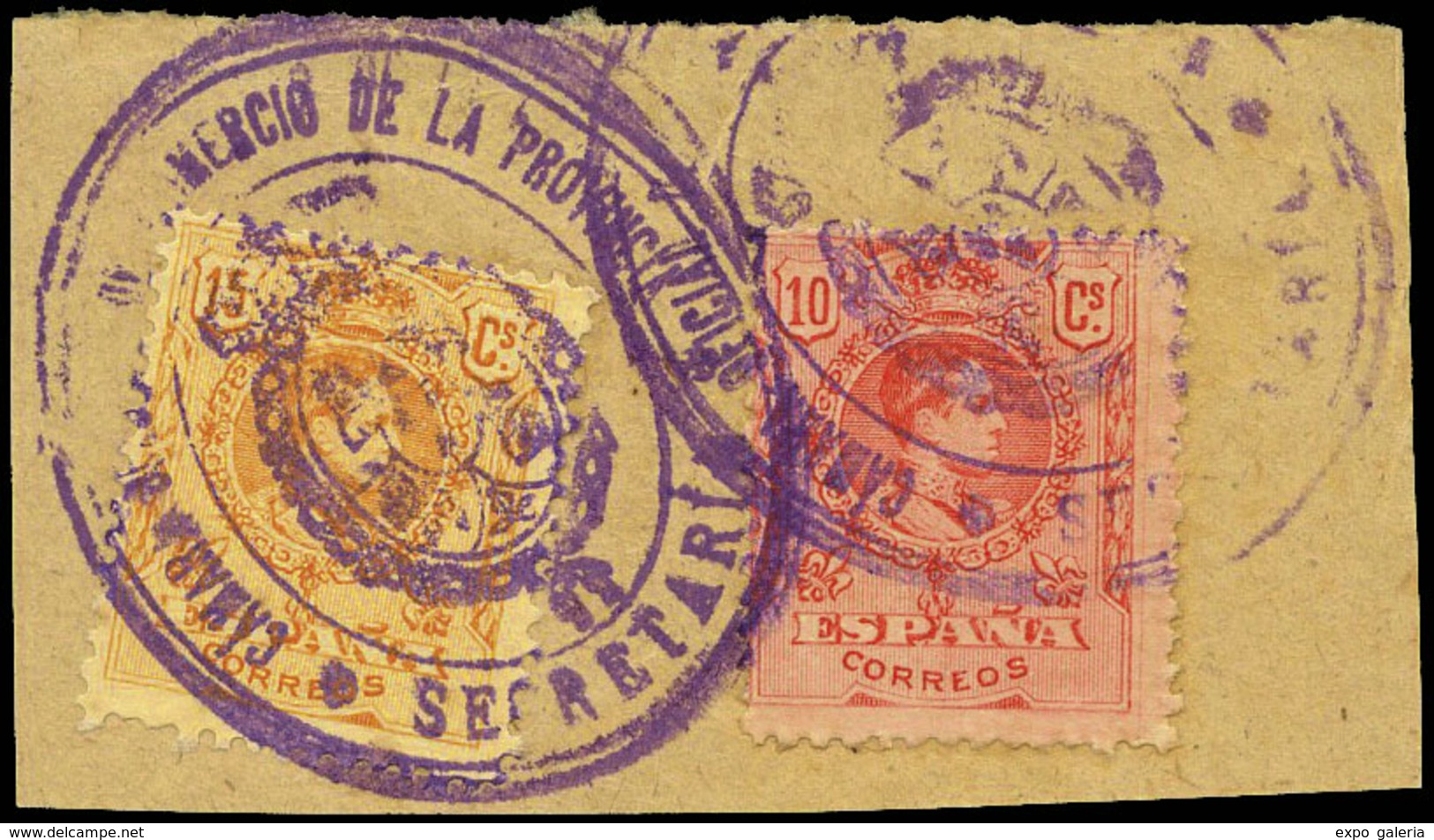 Ed. 269-271 - Pequeño Fragmento Con Marca “Cámara De Comercio.Secretaria” Muy Raro. - Unused Stamps