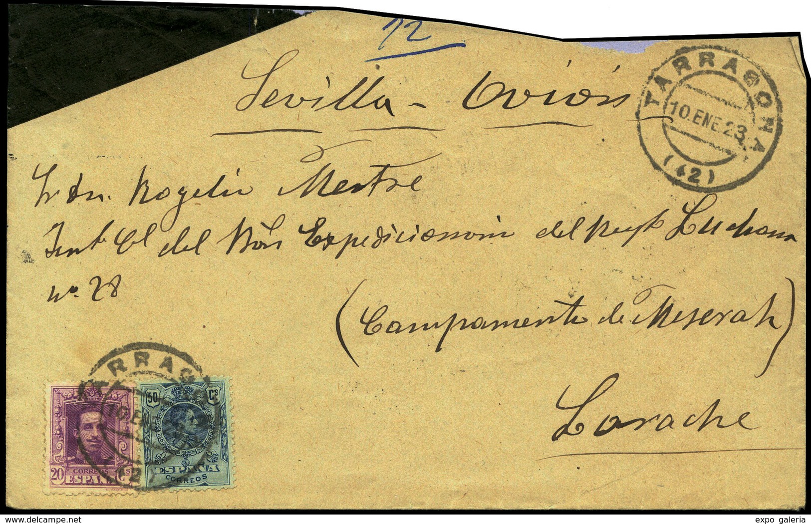 Ed.  277+316 - 1923. Carta Cda Correo Aereo De Tarragona Al Frente En Larache. - Unused Stamps