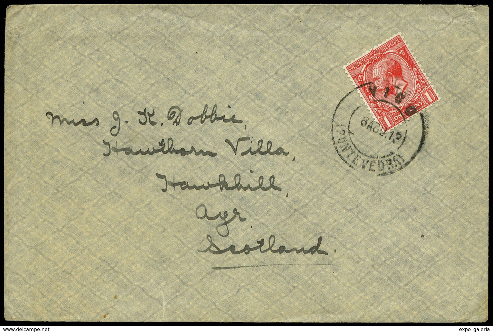 Sello Inglés 1913. Carta Cda A Escocia Con Fechador “Vigo 8/8/13” Y Remite “The Imperial Merchant. Service Guild” - Neufs