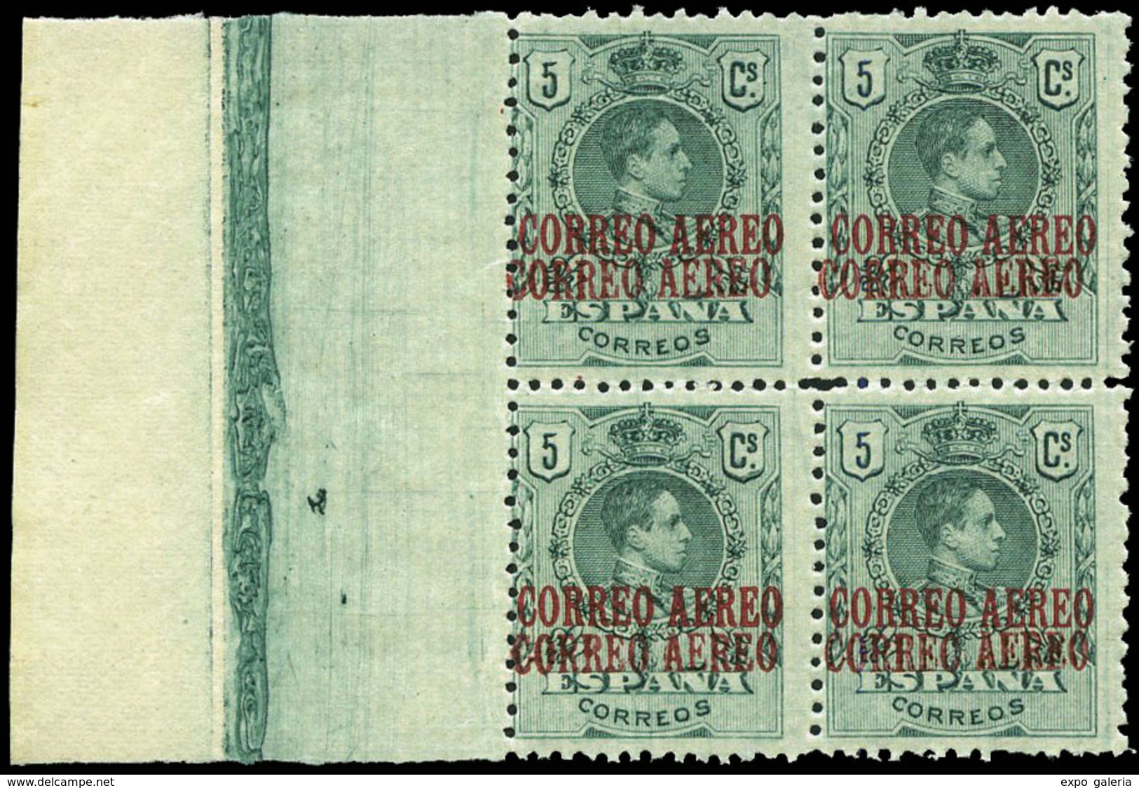 Ed. *** 292hh Bl.4 Variedad Doble Habilitación. Borde Hoja. Lujo. Cat. +500€ - Unused Stamps