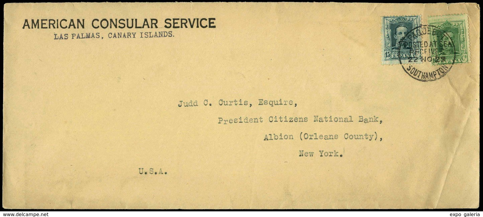 Ed. 314-315 - Preciosa Carta Con Membrete “American Consular Service. Las Palmas. Canary Island” - Nuevos